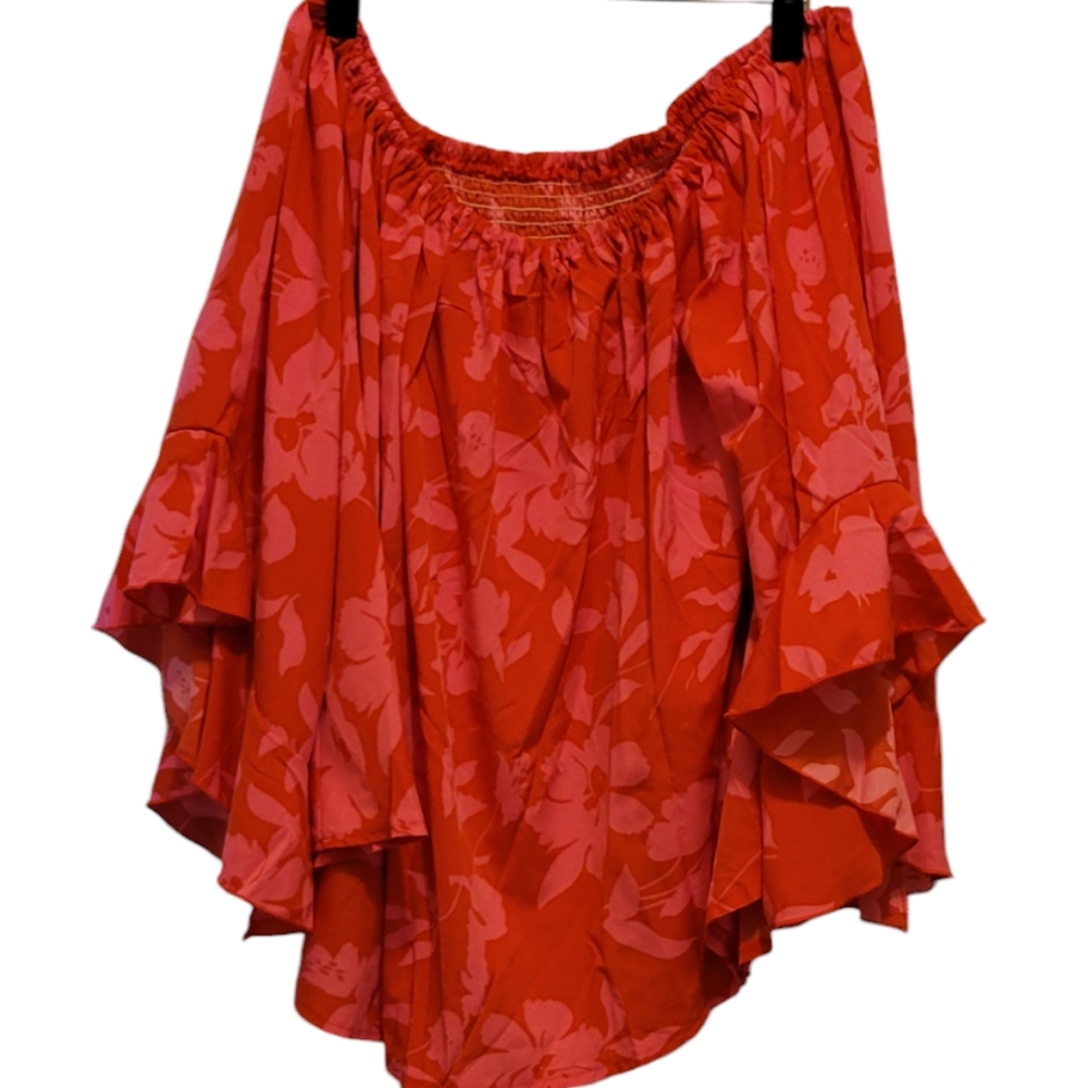Floral top with bell sleeves